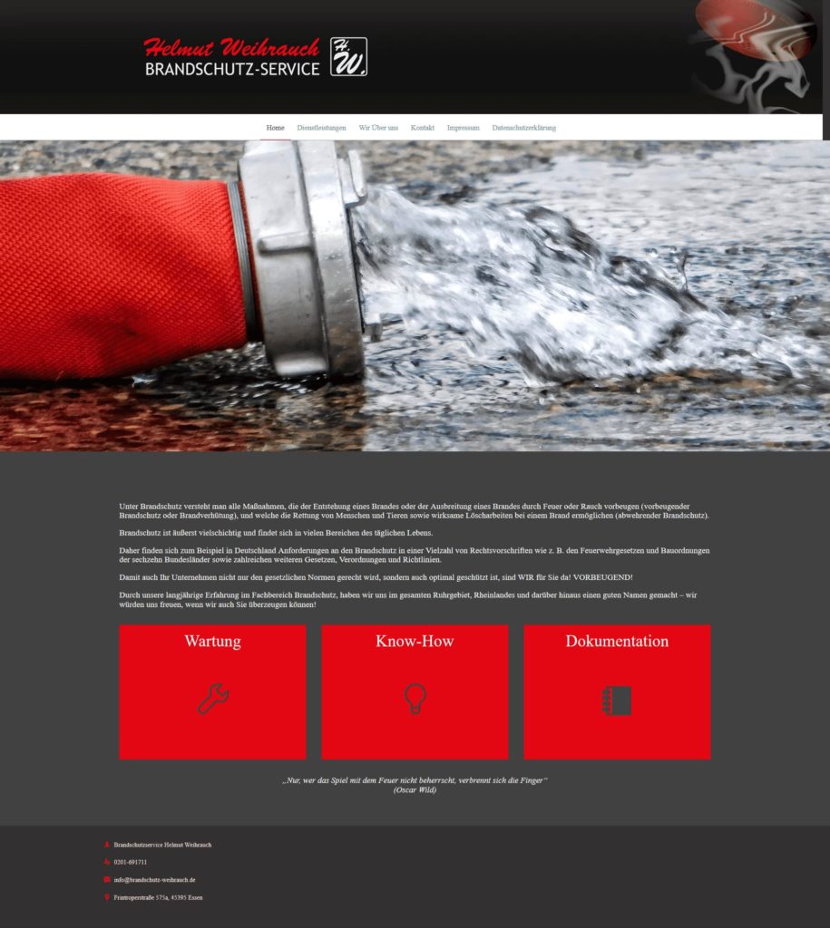Webseite vom Brandschutzservice Helmut Weihrauch