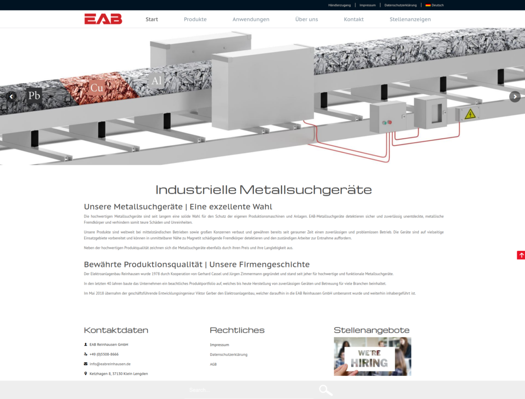 Homepage der Firma EAB Reinhausen GmbH