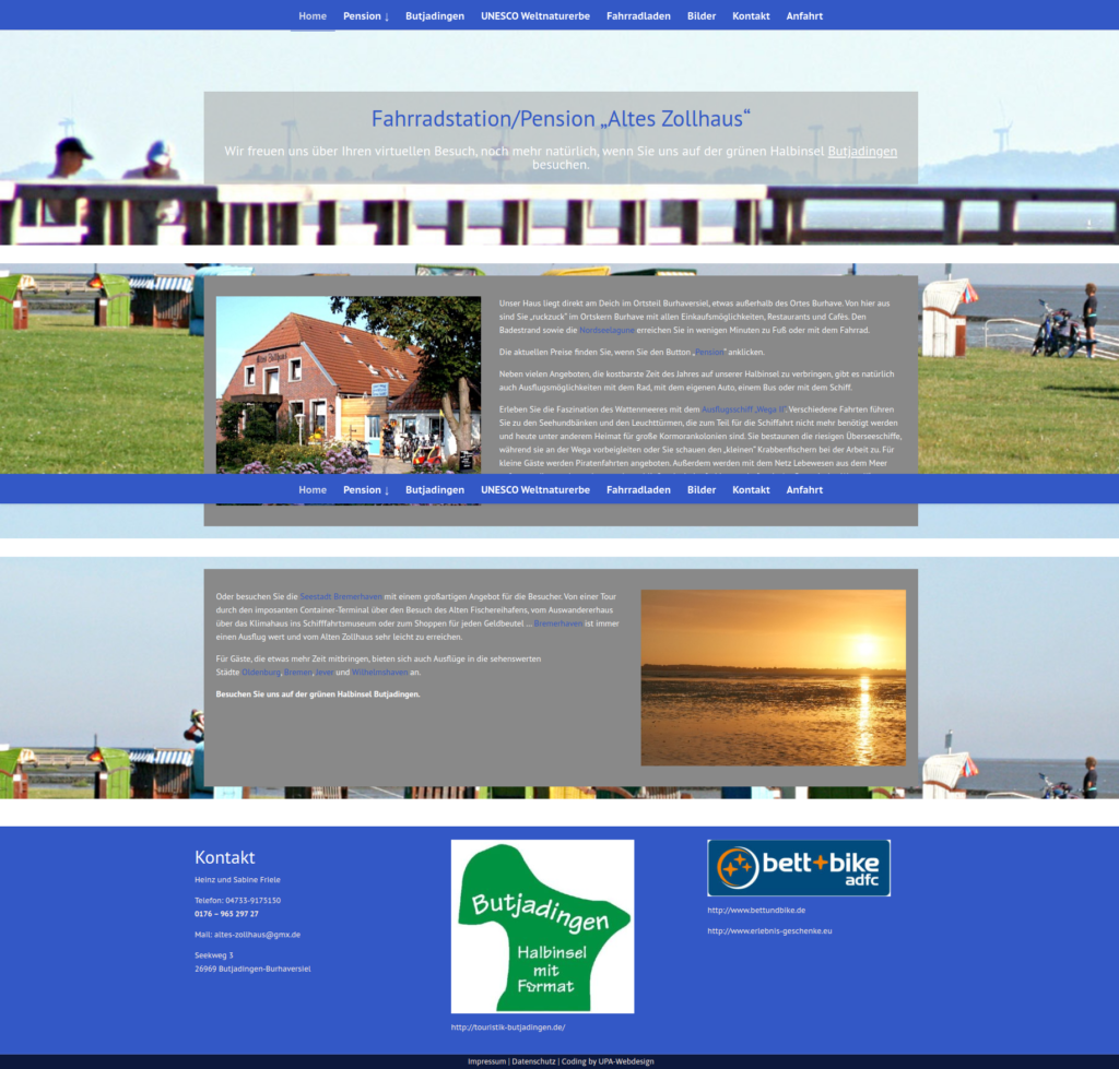 Homepage der Firma Fahrradstation/Pension Altes Zollhaus