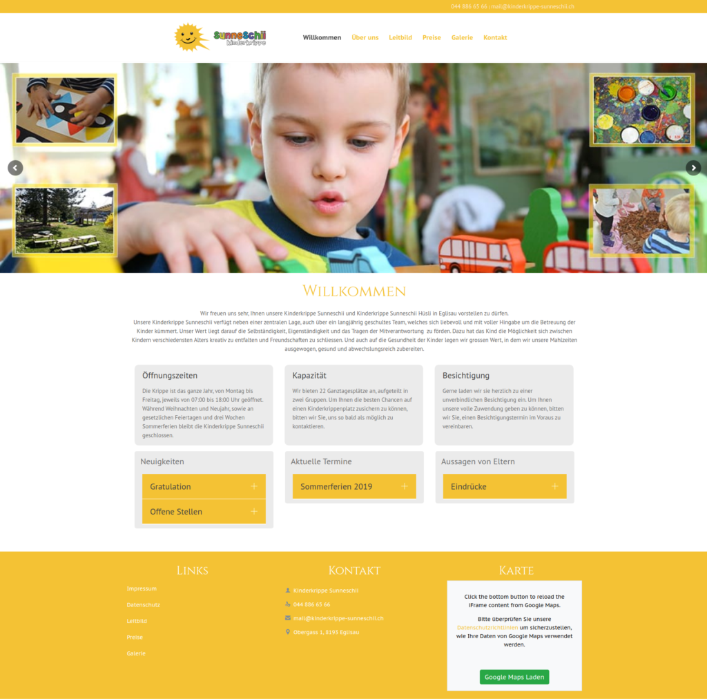 Homepage der Firma Kinderkrippe Sunneschii