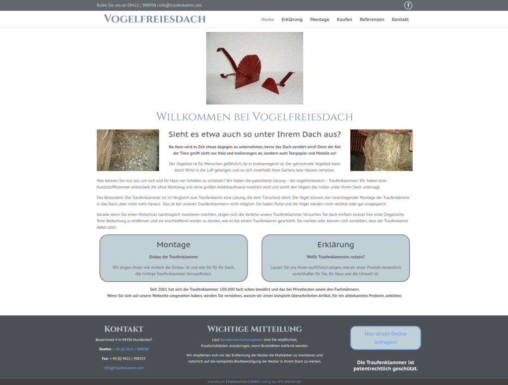 Homepage der Firma Vogelfreiesdach